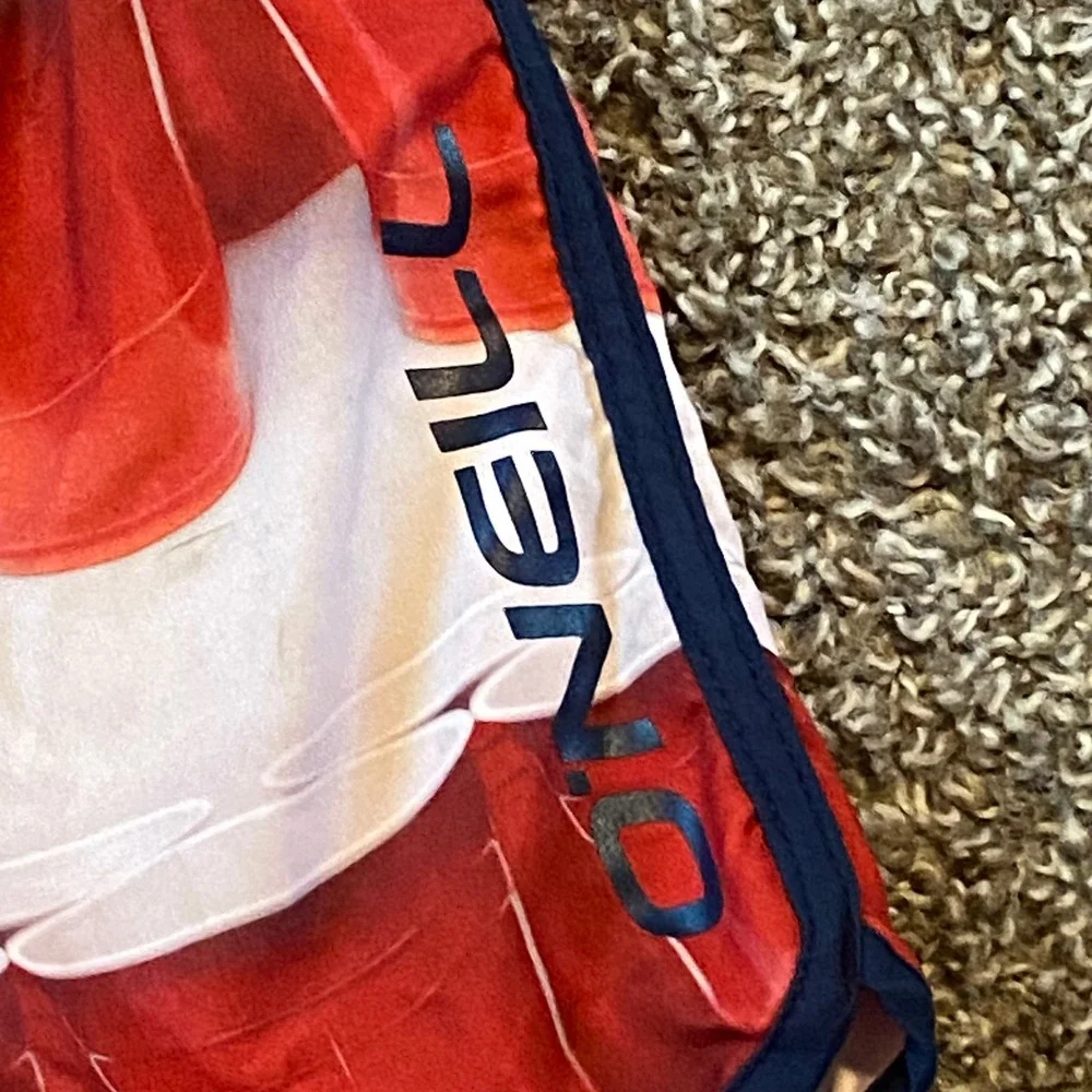O'Neill Board‎ Shorts Mens Red White Blue 31 Solo Cup Flag Print Swim Trunks